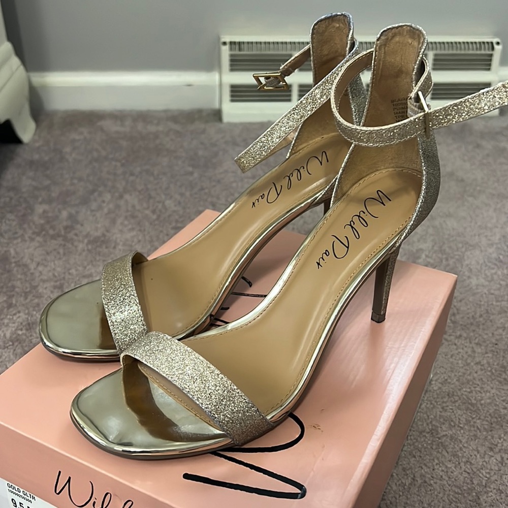 Gold sparkly heels